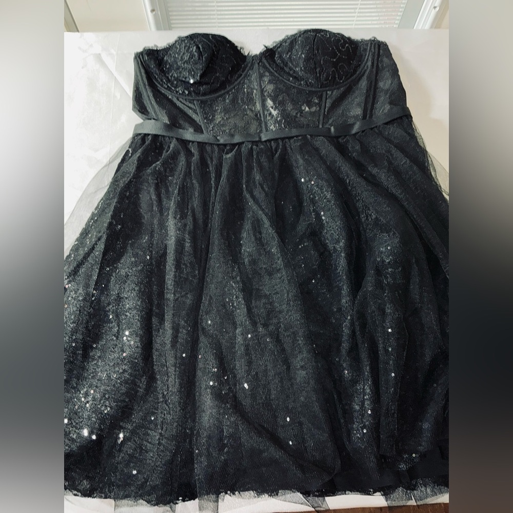 JULES AND CLEO Sweetheart Strapless Sparkle Lace and Tulle Corset Dress Size 20 - Picture 6 of 15